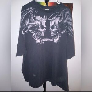 Vintage Y2k “heaven or hell” skull shirt extra large cotton